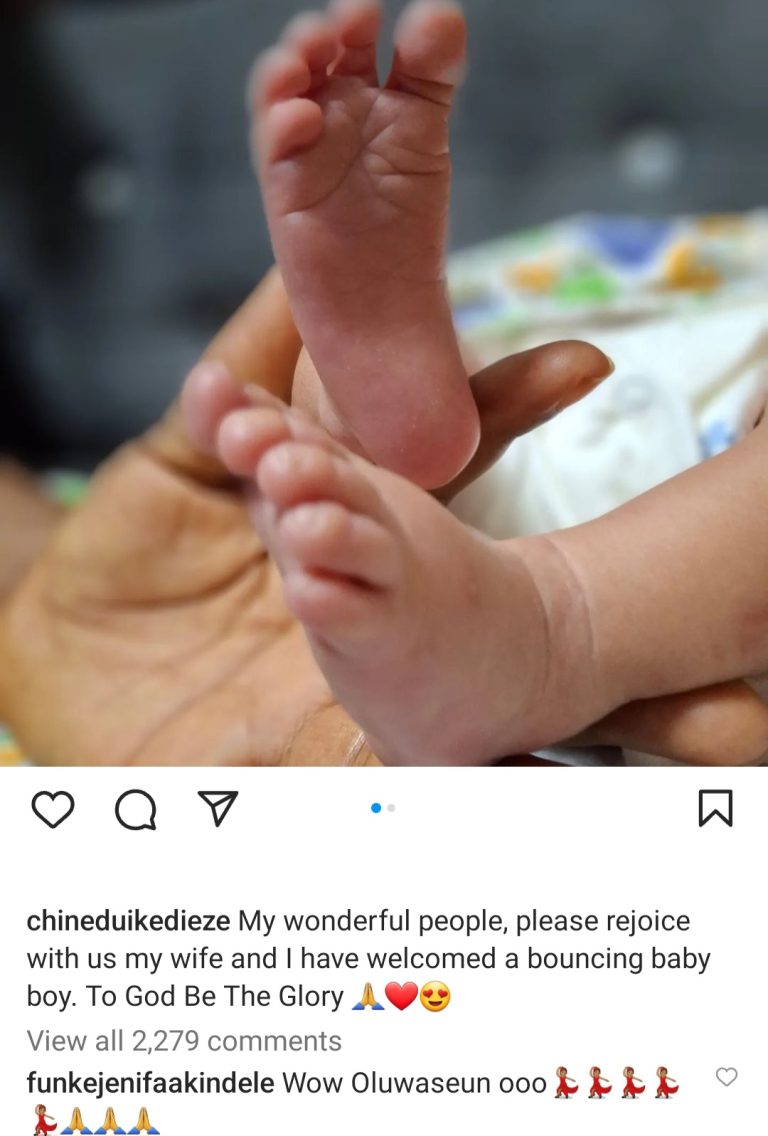 Actor Chinedu Ikedieze "Aki" welcomes a son with his wife