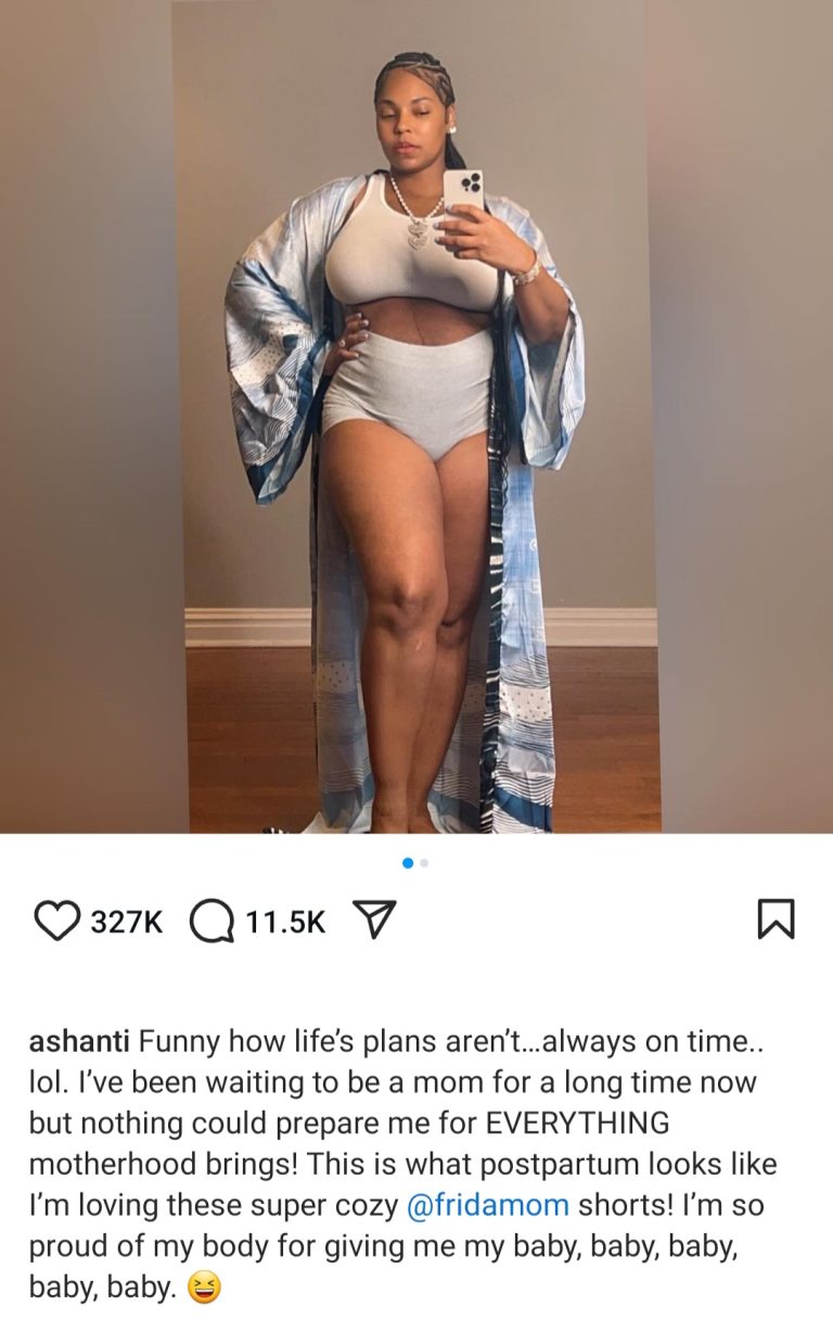 "Four weeks post-partum" Ashanti reveals she has welcomed her first child