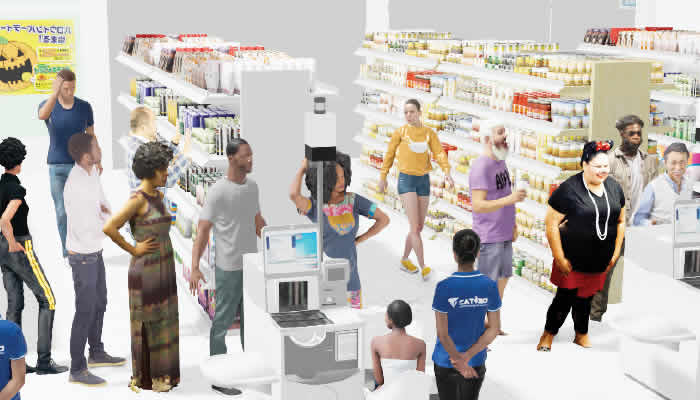 Shoppers at a supermarket