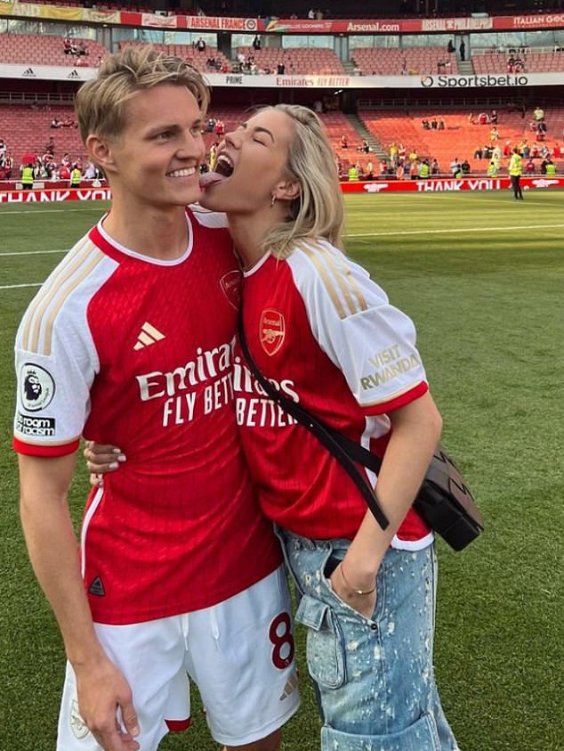 Arsenal captain, Martin Odegaard announces birth of his first child with wife Helene Spilling