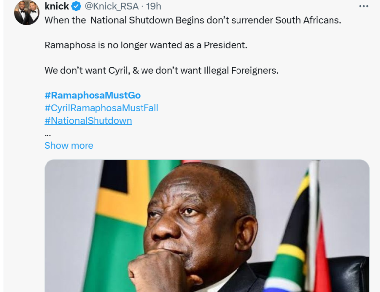 #Ramaphosamustgo trends as South Africans call for their President